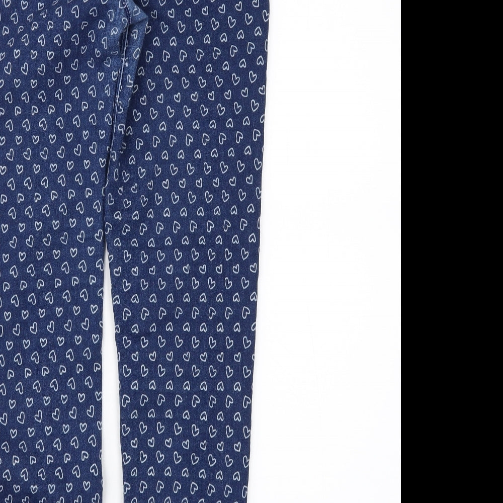 Brand and care label for Denim & Co. girls’ blue geometric denim skinny jeans, size 12, years