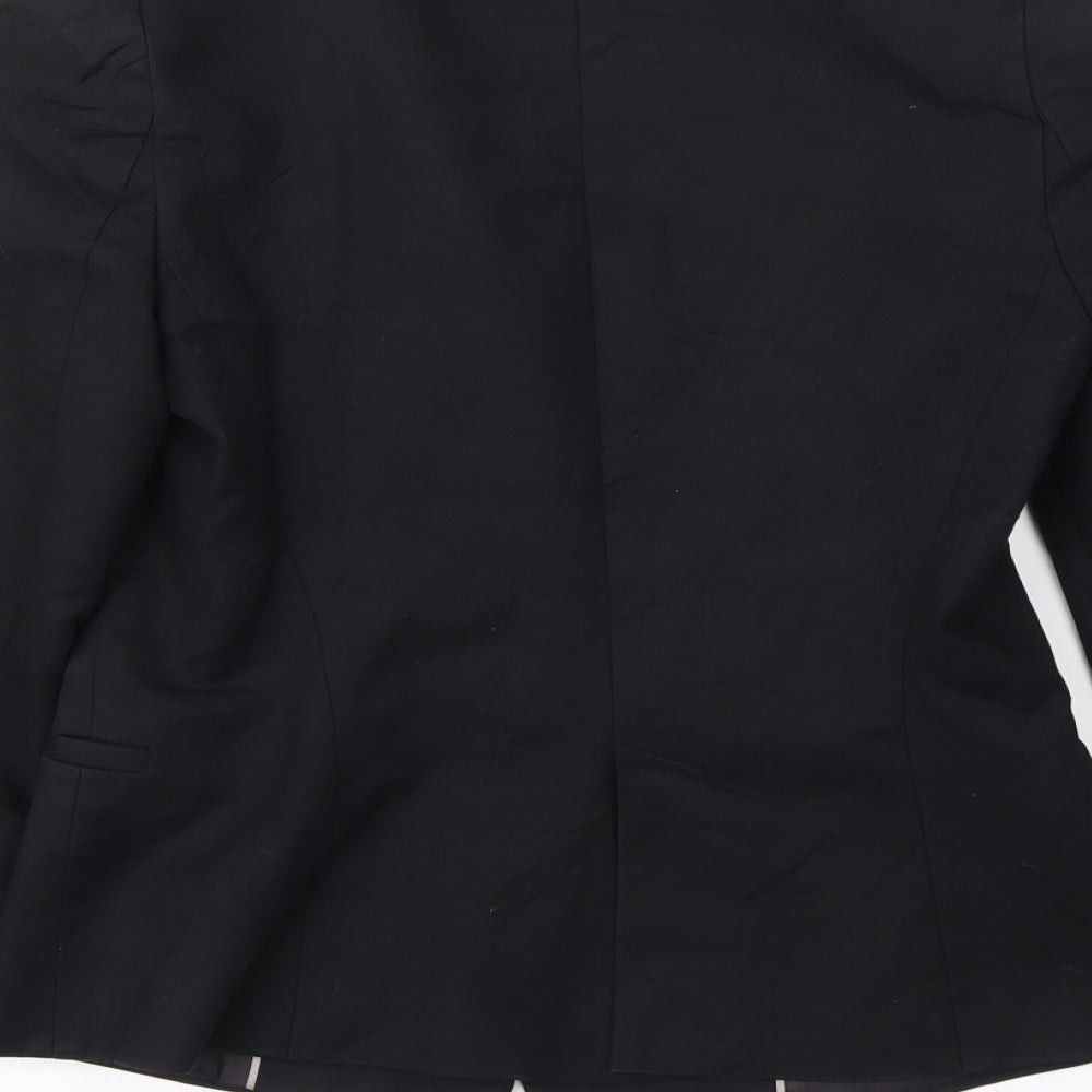 Brand and care label for Zara women’s black jacket blazer, size S