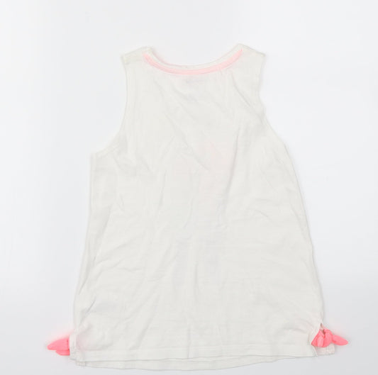 Cynthia Rowley Girls White Animal Print Basic T-Shirt Size 7-8 Years
