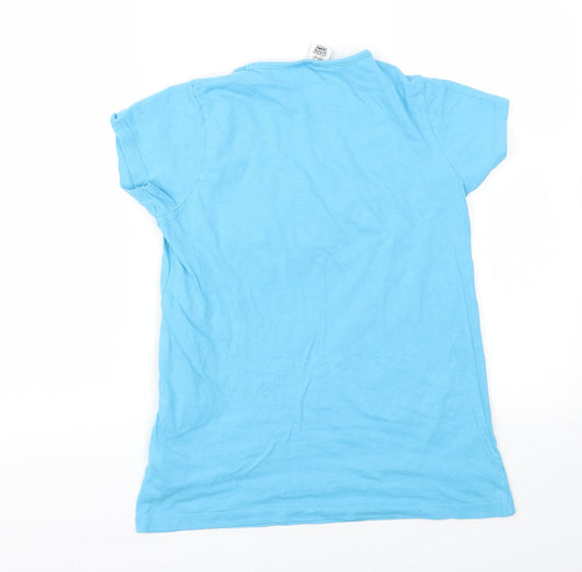 mickey mouse Girls Blue Animal Print Basic T-Shirt Size 11-12 Years