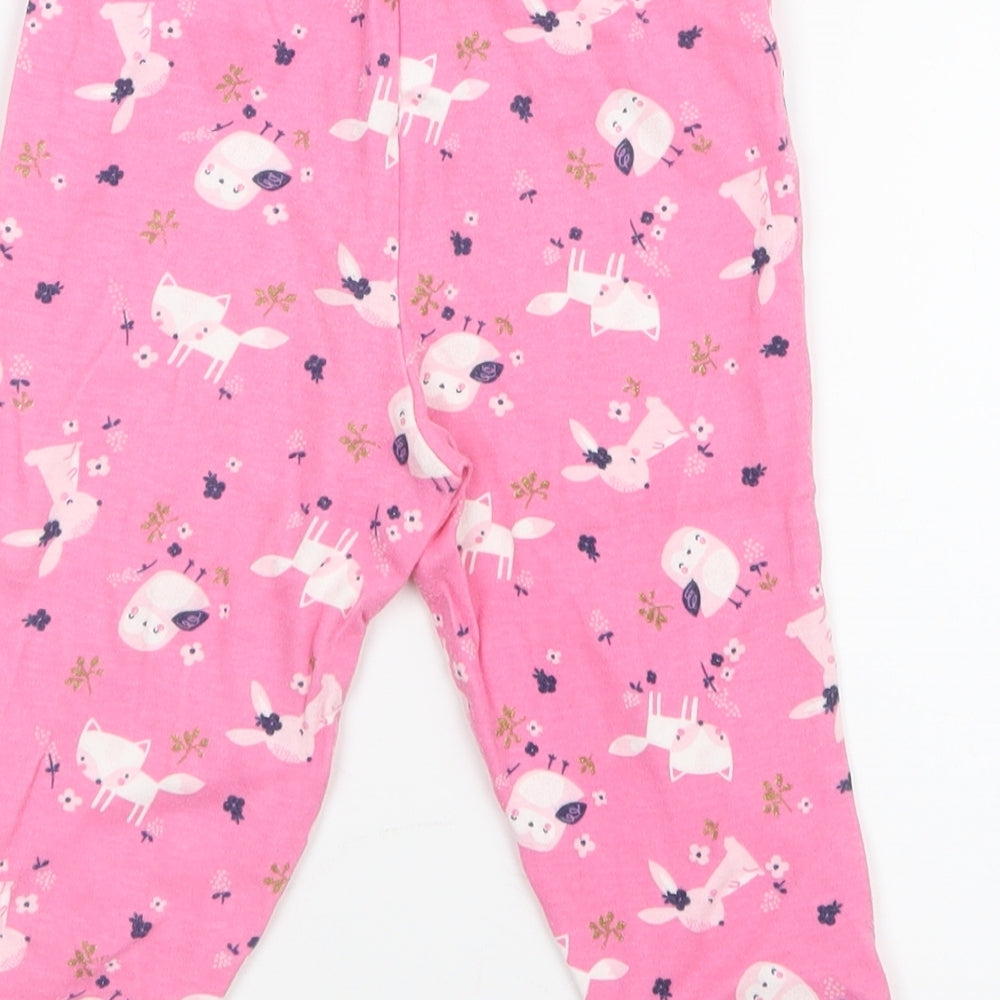 Brand and care label for Primark girls’ pink geometric capri pyjama pants, size 12-18, months