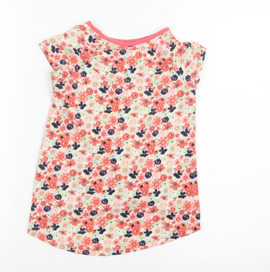 TU Girls Red Floral Basic T-Shirt Size 6 Years