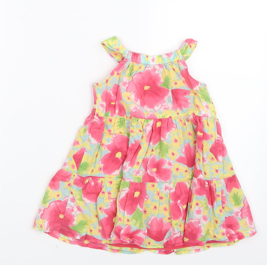 Mothercare Girls Pink Floral T-Shirt Dress Size 9-12 Months