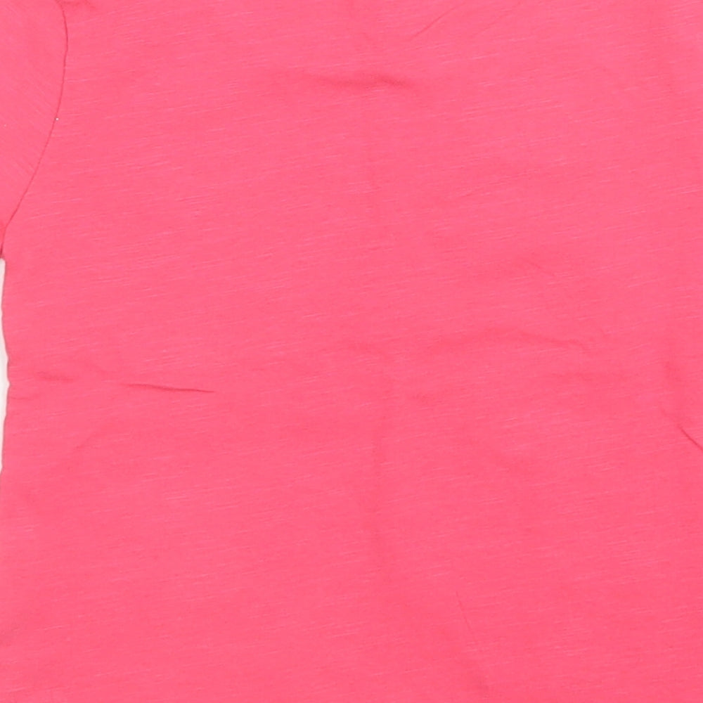 Brand and care label for Tape a Loeil girls’ pink basic t-shirt, size 2, years