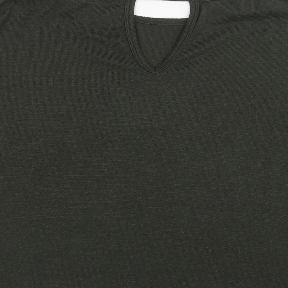 Brand and care label for Dorothy Perkins women’s green knit jumper, size UK 16