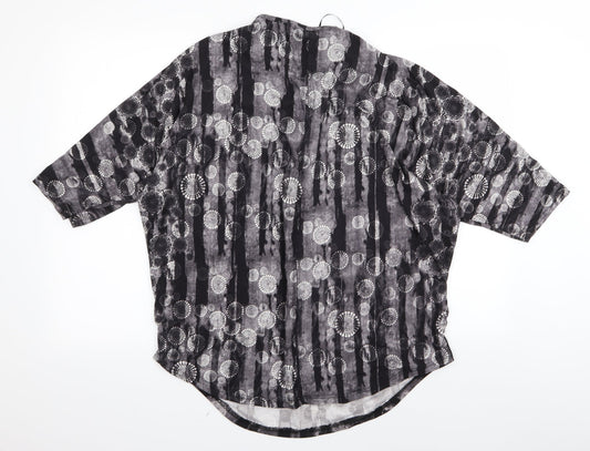 POETIC SOUL Womens Black Geometric Basic T-Shirt Size M