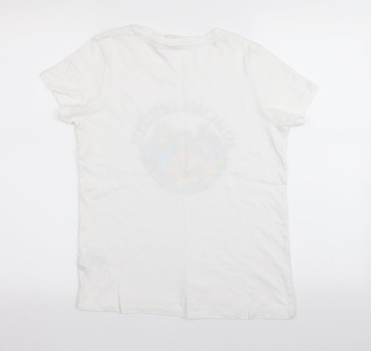 H&M Womens White Basic T-Shirt Size 4