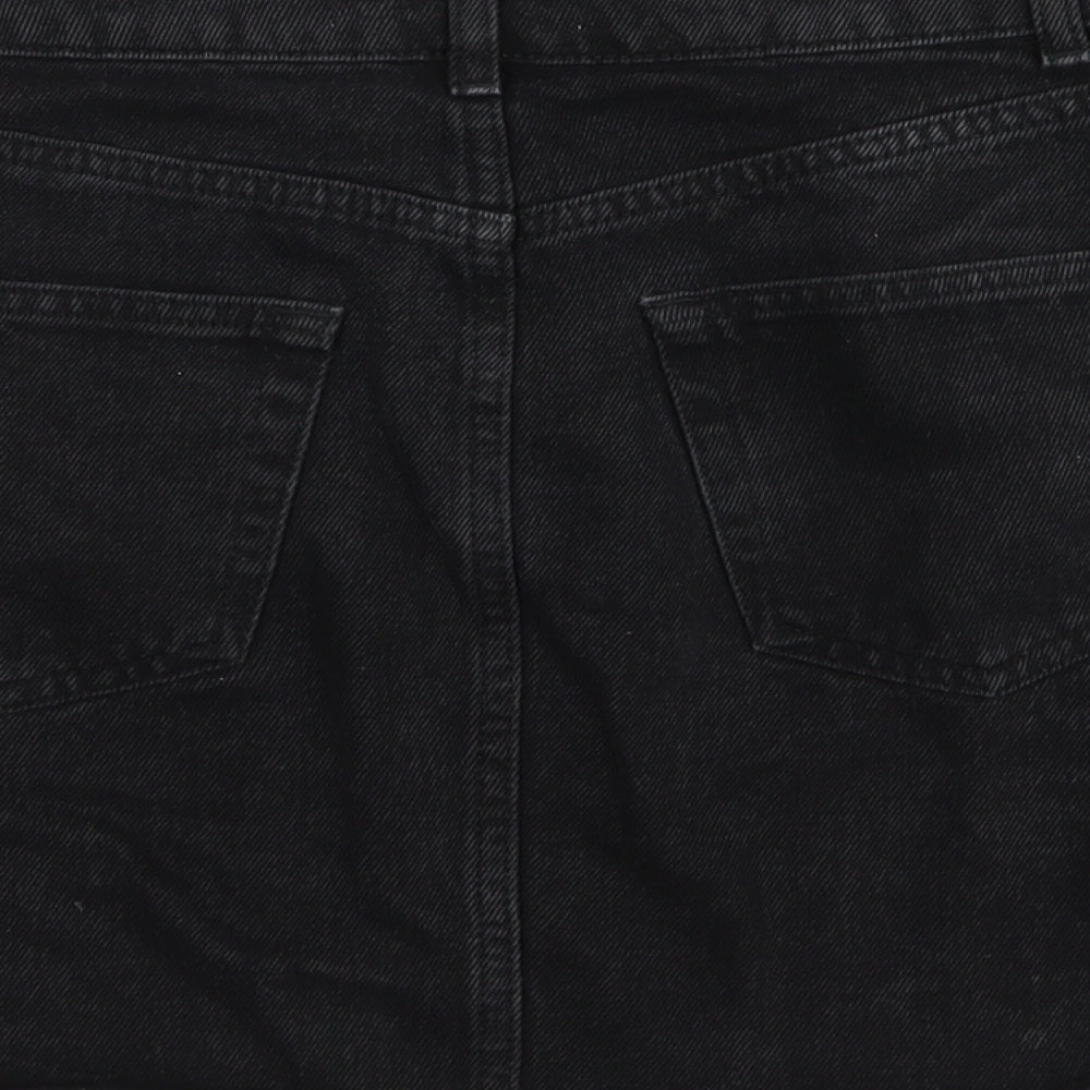 Brand and care label for denim and co women’s black denim mini skirt, size UK 8