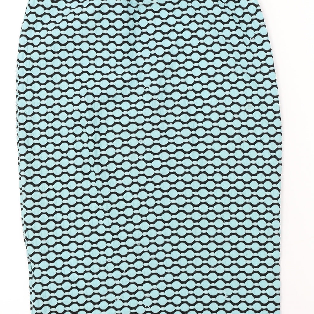 New Look Womens Blue Polka Dot Bandage Skirt Size 8