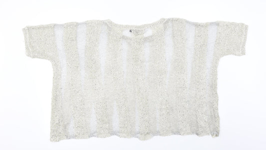 rosey burg Womens Beige Striped Pullover Jumper Size S