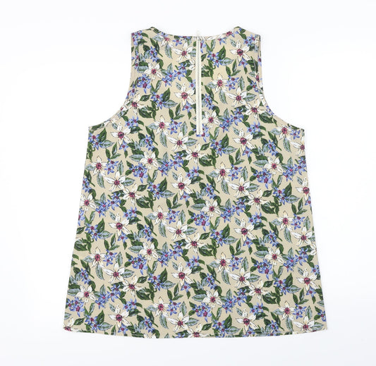 tenki Womens Beige Floral Basic Blouse Size L