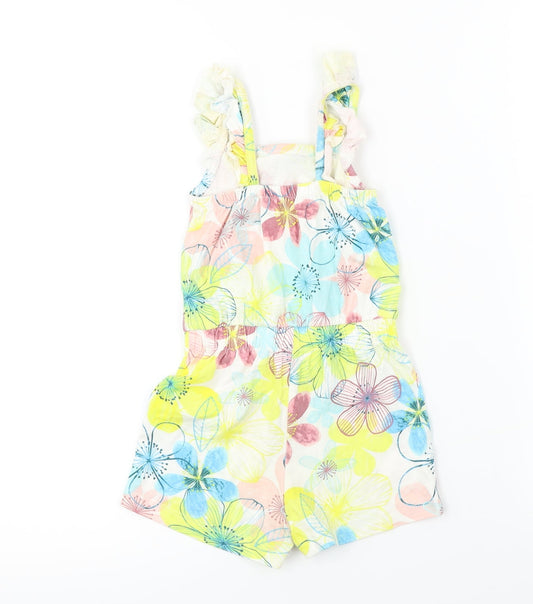 George Girls White Floral Jumpsuit One-Piece Size 2 Years