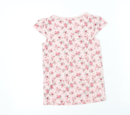 Nutmeg Girls Pink Floral Basic T-Shirt Size 7 Years