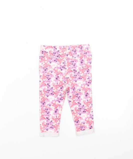 Matalan Girls Pink Floral Trousers Size 9-12 Months