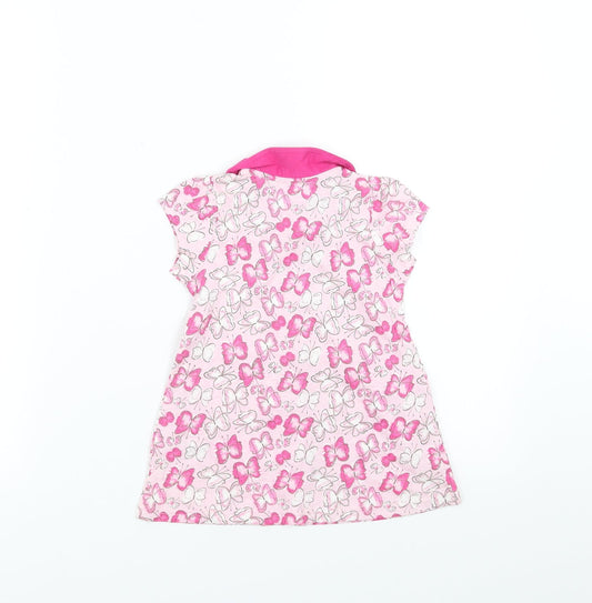 Matalan Girls Pink T-Shirt Dress Size 9-12 Months - butterflies