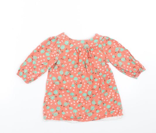 Mothercare Girls Orange Floral Shift Size 6-9 Months
