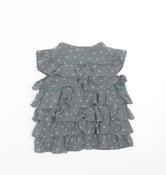 Marks and Spencer Girls Green Basic Blouse Size 2-3 Years - ruffle, stars