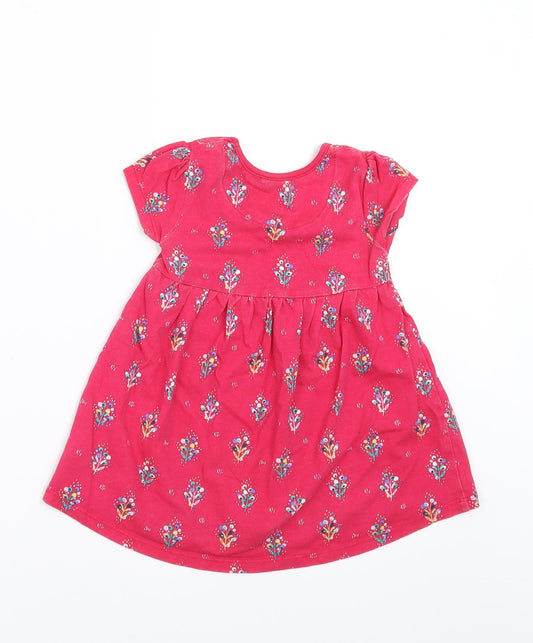 Mini Club Girls Pink Floral T-Shirt Dress Size 12-18 Months