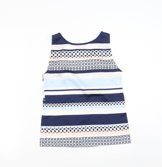 H&M Womens Blue Geometric Basic Blouse Size 8