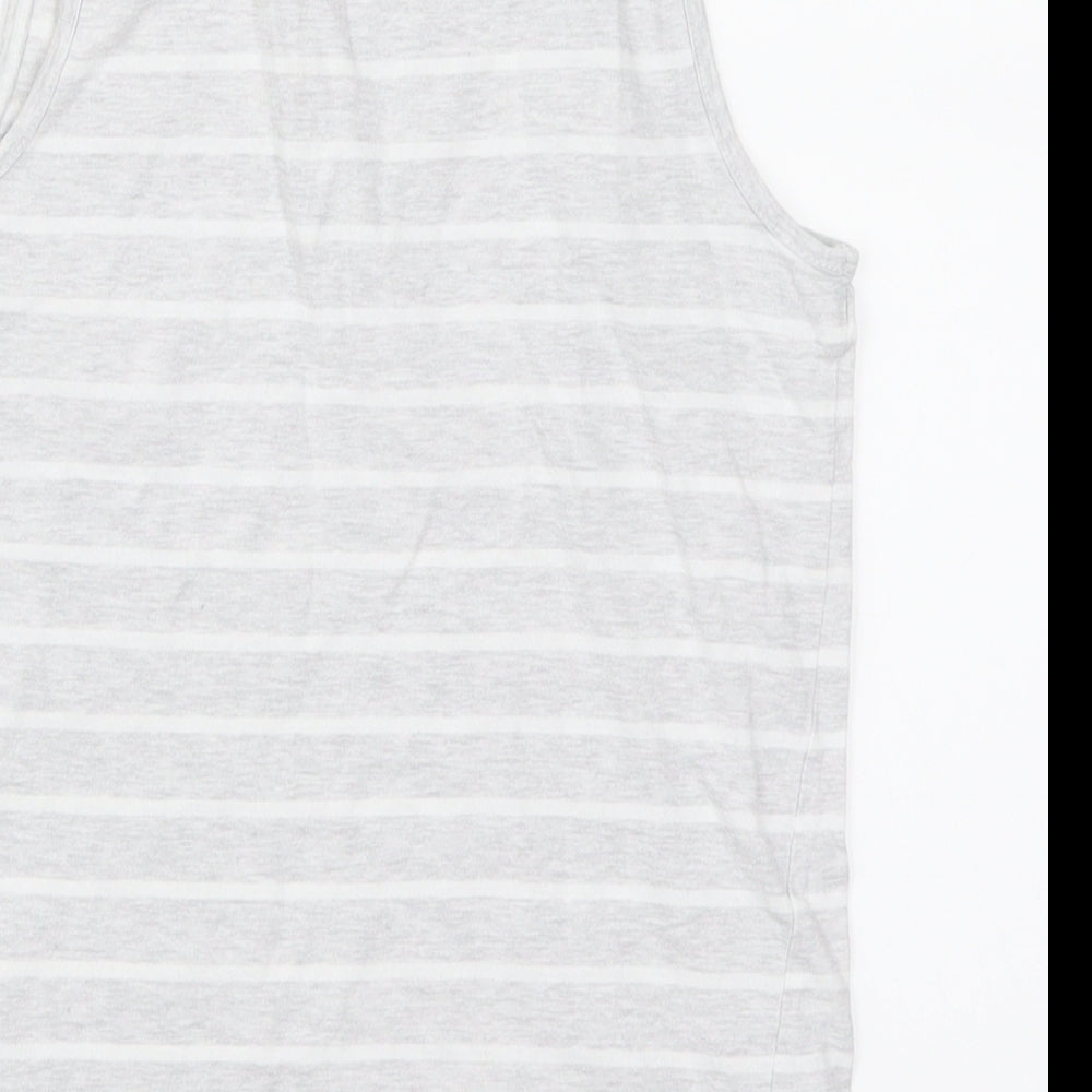 Brand and care label for Marks & Spencer girls’ grey striped top pyjama top, size 8-9, years