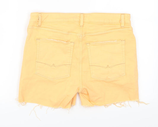 ASOS Womens Orange Denim Cut-Off Shorts Size 32 in - Distressed Hem