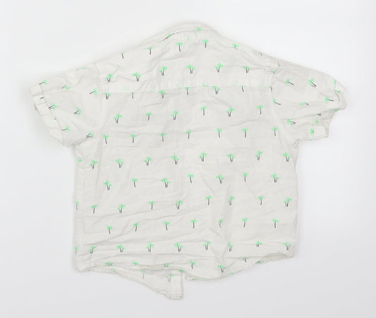 Matalan Boys White Basic Button-Up Size 3-4 Years - Palm Trees