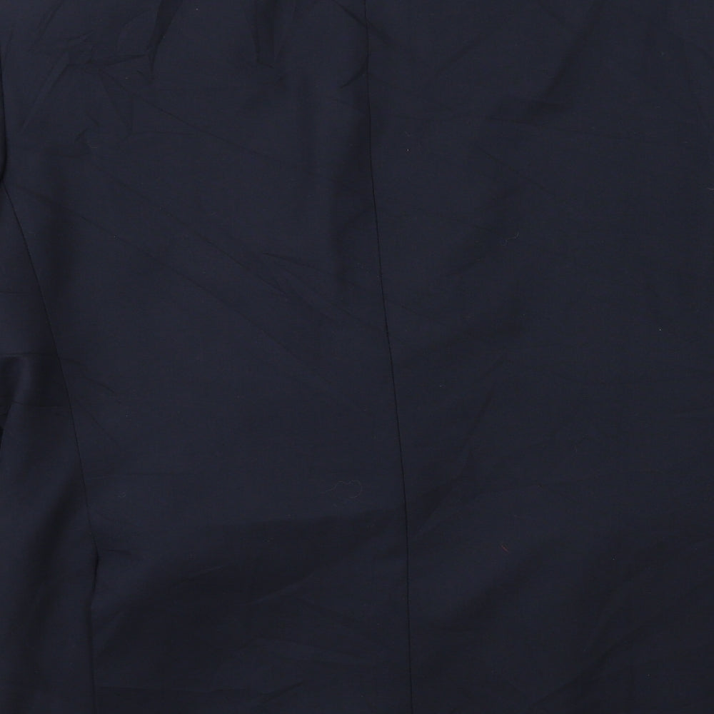 Brand and care label for Marks & Spencer men’s blue jacket suit jacket, size 42