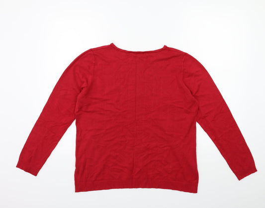 love knitwear Womens Red Knit Pullover Jumper Size 14