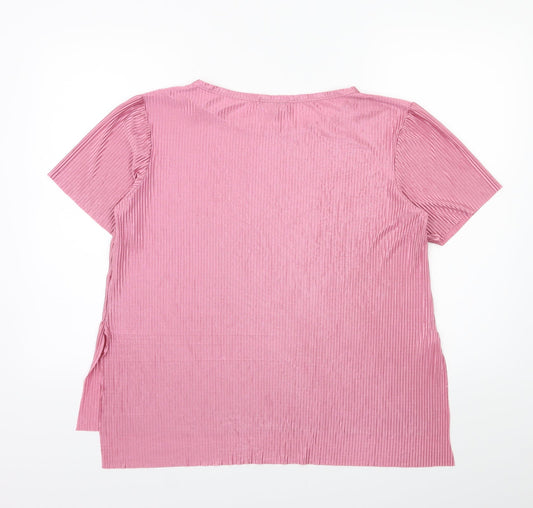 AYANAPA Womens Pink Basic T-Shirt Size 10