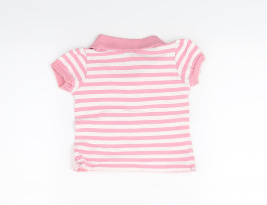Gap Girls Pink Striped Basic Polo Size 6-9 Months