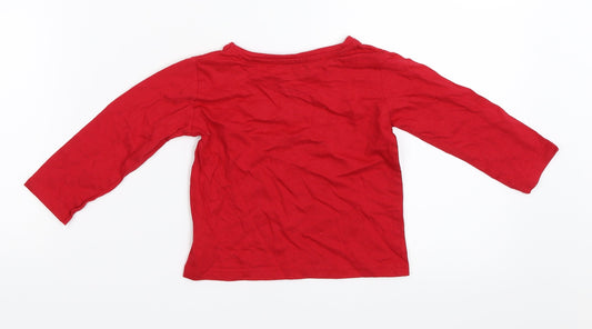 Primark Girls Red Basic T-Shirt Size 12-18 Months - christmas