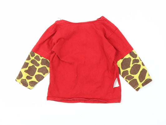 Kool Kids Boys Red Animal Print Basic T-Shirt Size 9-12 Months - Giraffe