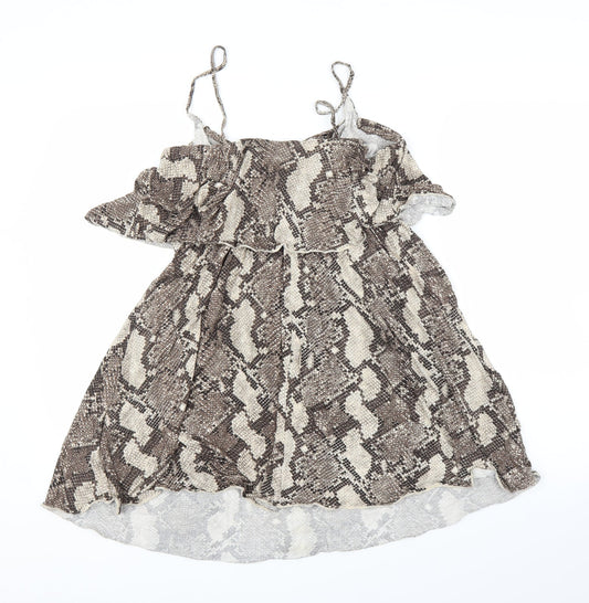 H&M Womens Beige Animal Print A-Line Size M - Snake print