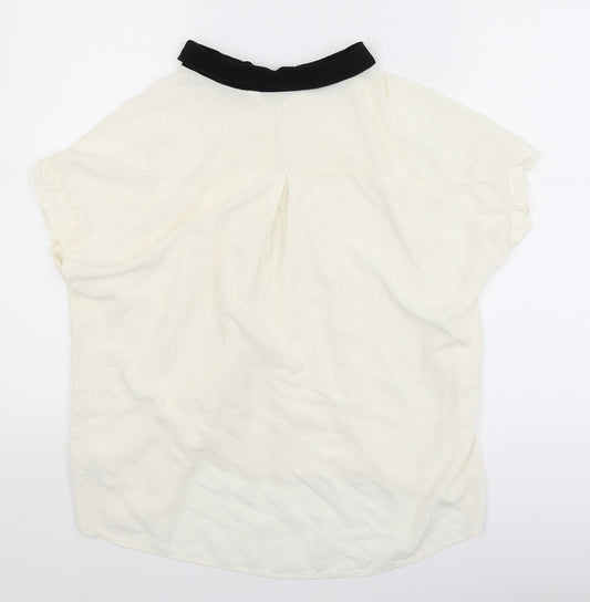 Preworn Womens White Basic Blouse Size L