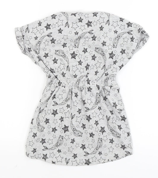 Preworn Girls Grey Fit & Flare Size 4 Years - mermaid, star