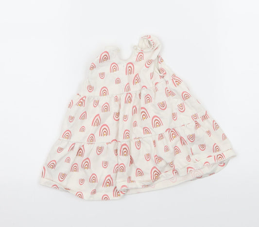 Primark Girls White Geometric Jersey Tank Dress Size 6-9 Months