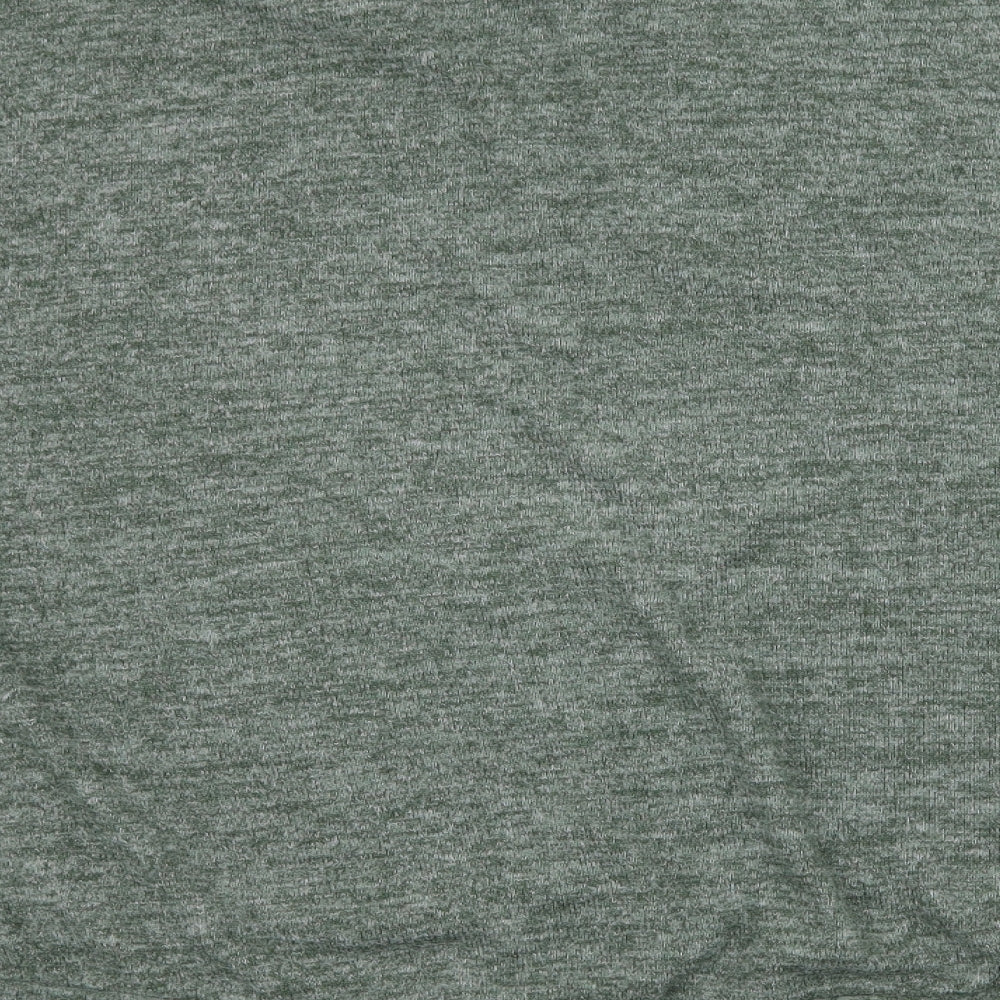 Brand and care label for H&M women’s green knit pullover hoodie, size M