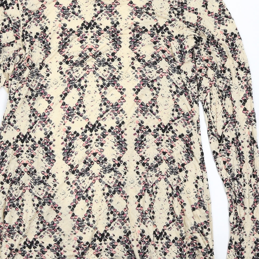 Brand and care label for Studio women’s blue floral cardigan jumper, size UK 14