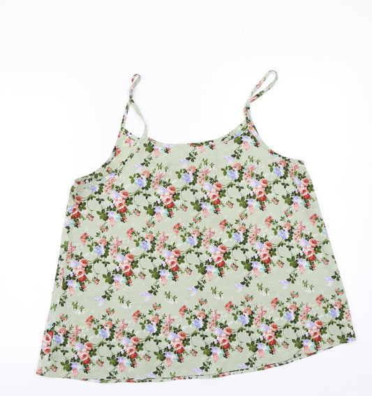 Peacocks Womens Green Floral Basic Tank Size 14