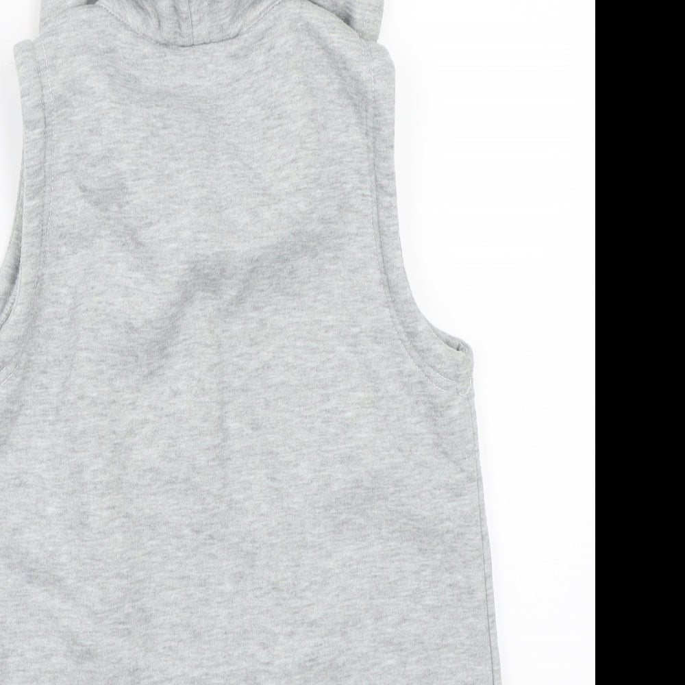 Brand and care label for Preworn women’s grey gilet coat, size UK 2