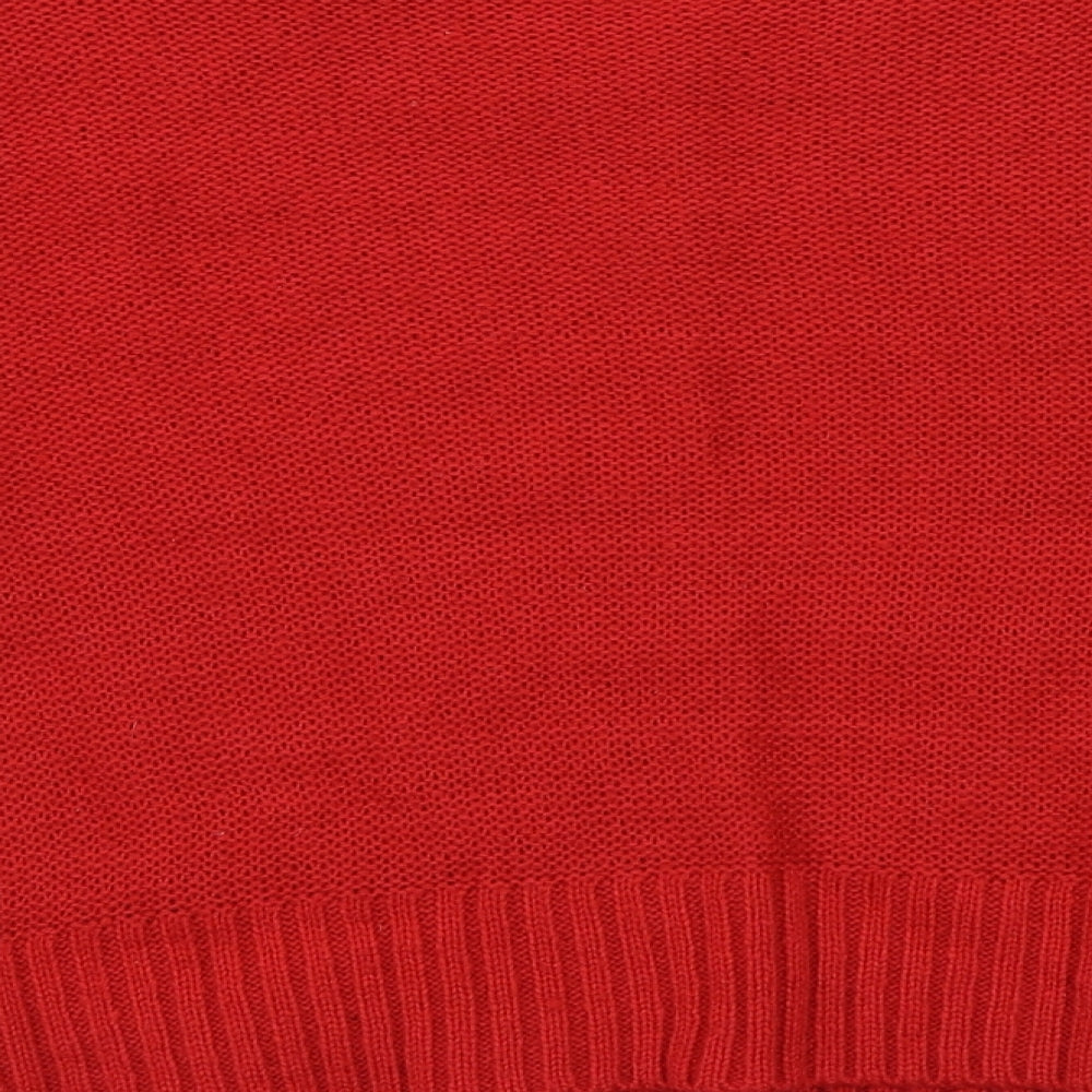 Brand and care label for New Look women’s red jumper, size L