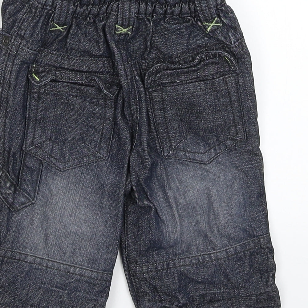 Brand and care label for Baby Boutique Baby Blue Denim Capri Jeans, size 3-6, Months