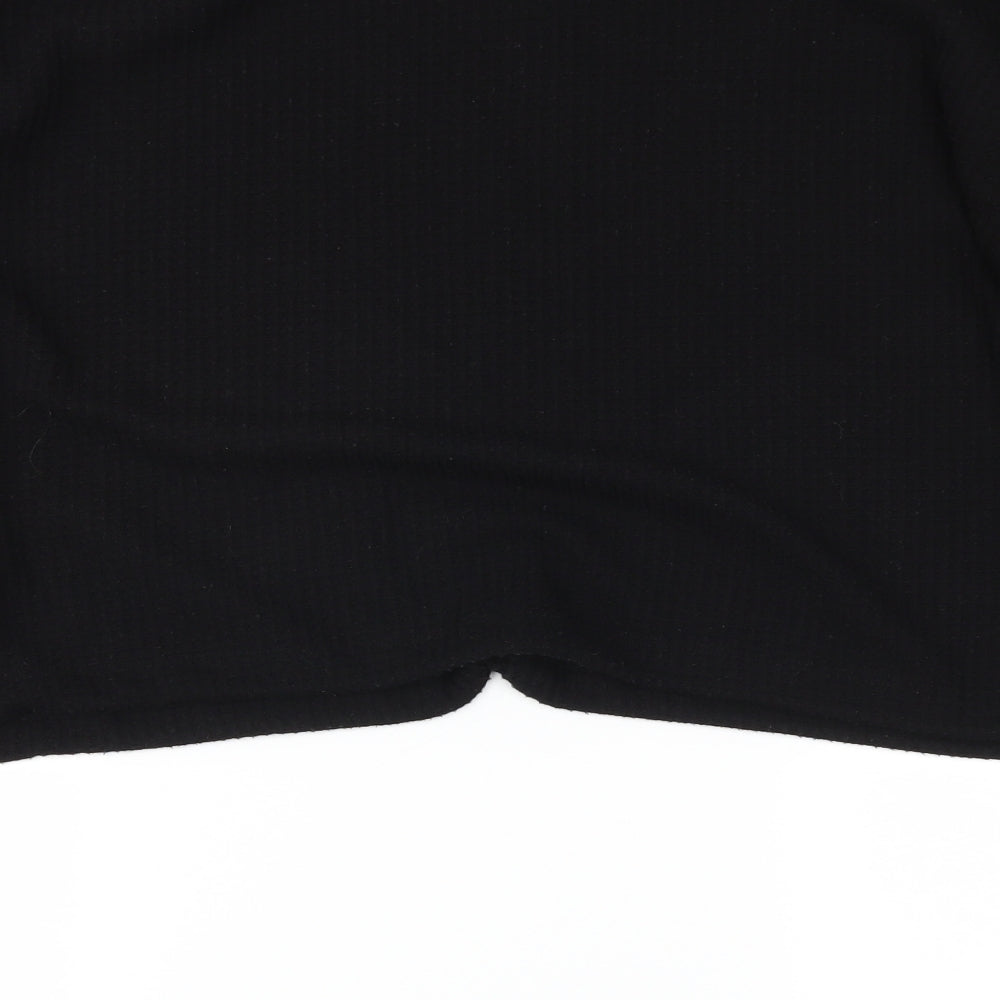 Brand and care label for Select women’s black cropped polo, size XL