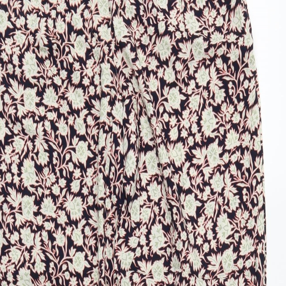 M&S Womens Beige Floral Trousers Size 14 L30 in