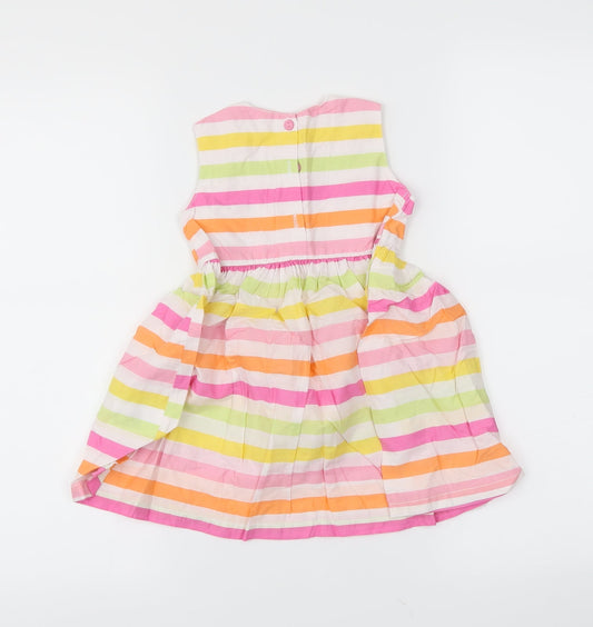 H&M Girls White Striped Skater Dress Size 12-18 Months