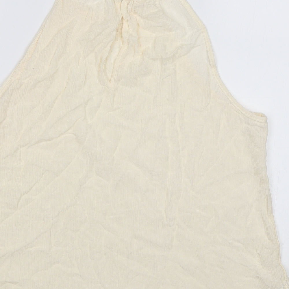 Brand and care label for Divided women’s white camisole blouse, size UK 8