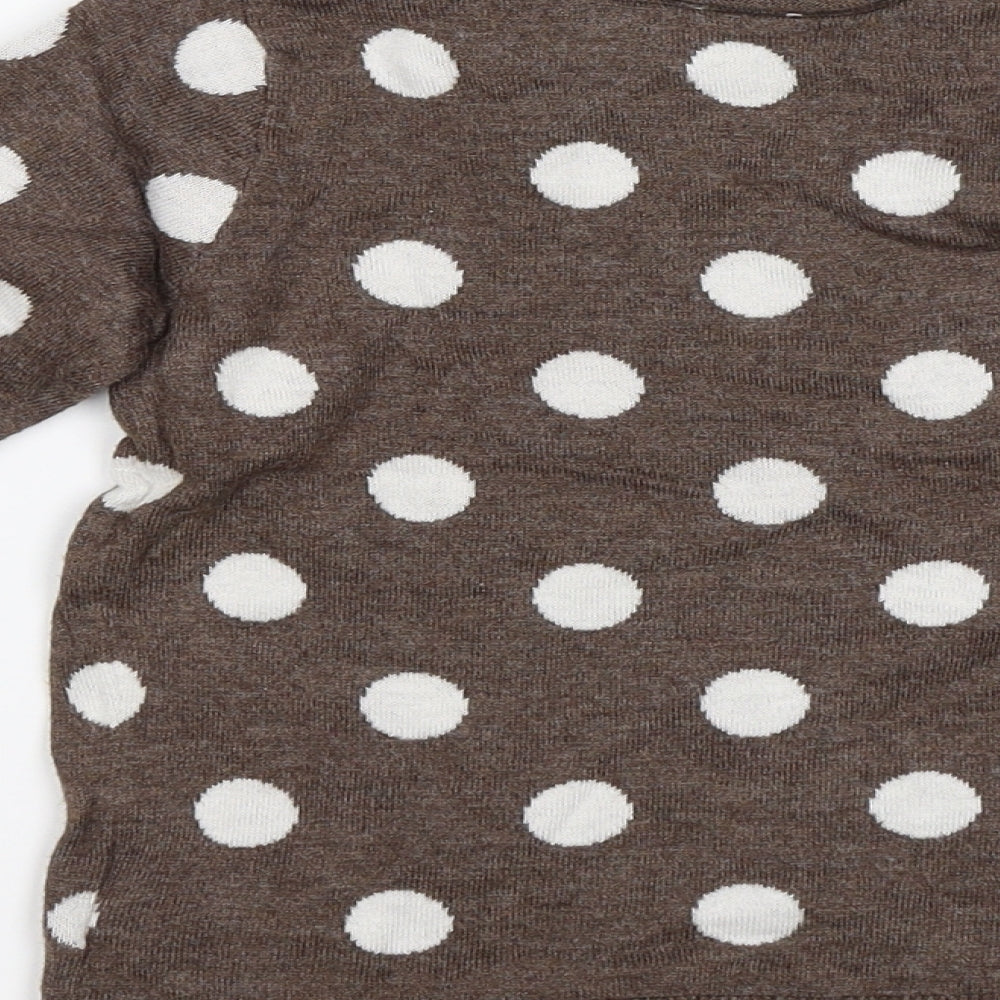 Brand and care label for H&M Baby Brown Polka Dot jumper, size 12-18, Months