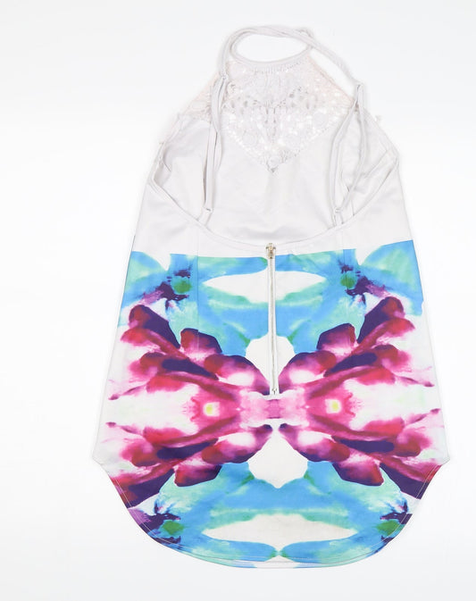 Artistic Taste Womens White Floral Basic Blouse Size L