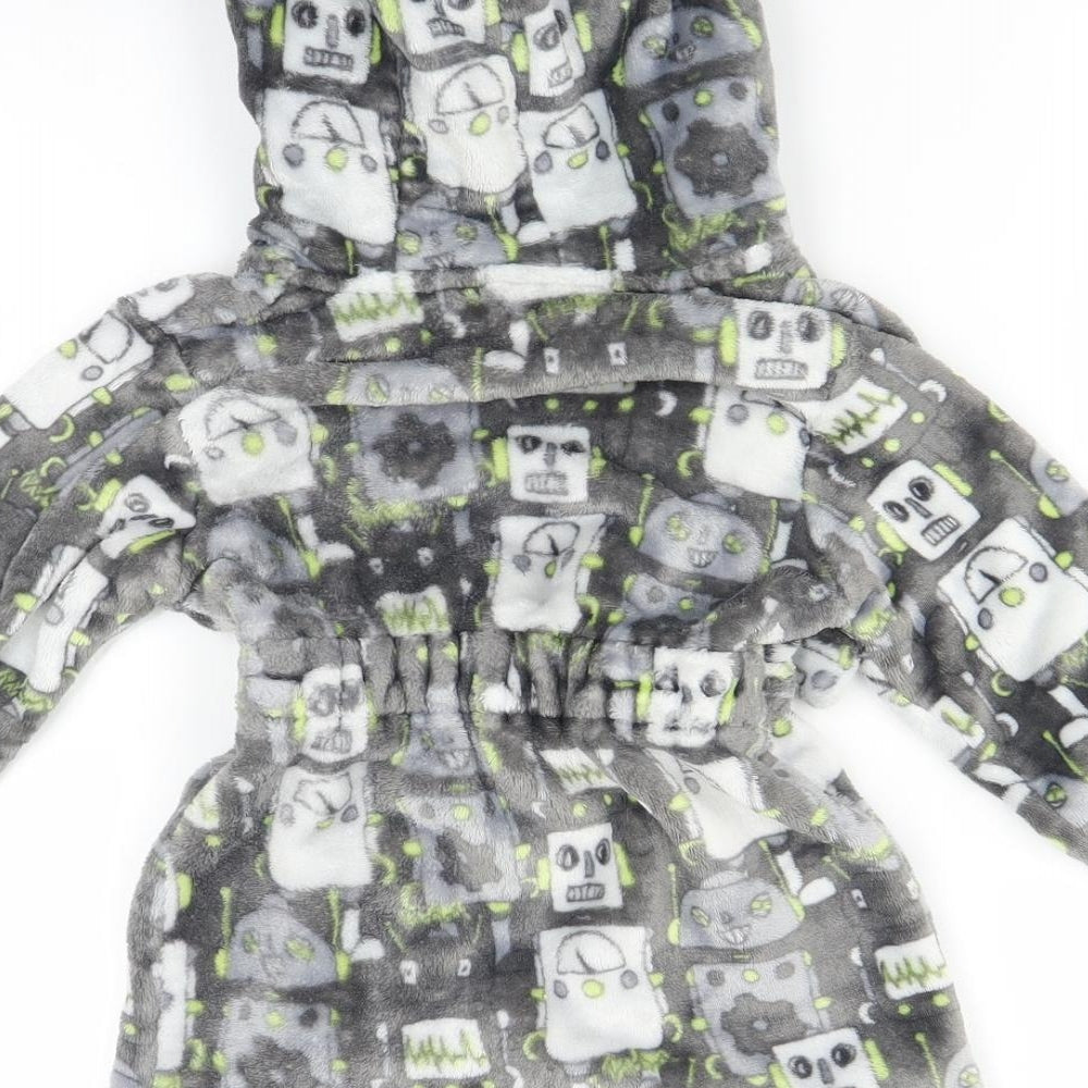 Matalan Boys Grey Geometric Robe Size 2-3 Years - Robots