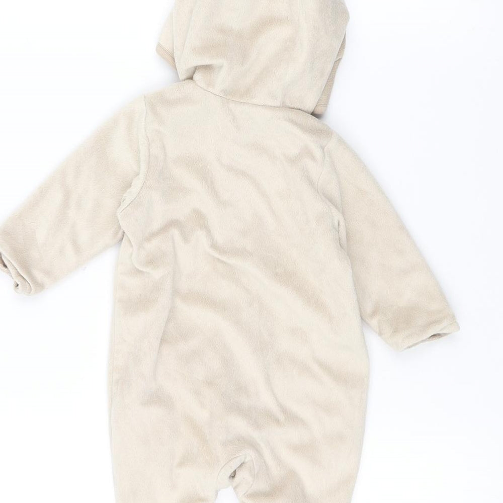 Brand and care label for George Baby Brown Babygrow One-Piece, size 0-3, Months - Deer